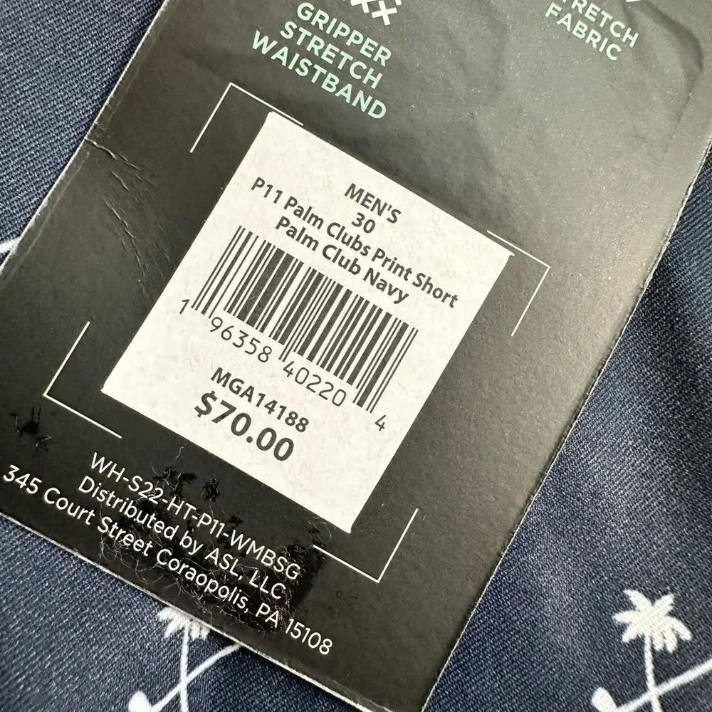 NWT Walter Hagen Navy Blue Palm Club Print Golf Casual 10” Shorts  - Size 30”